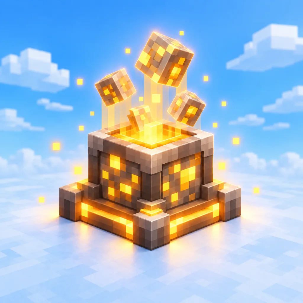 Generator booster with glowing blocks rising from a generator